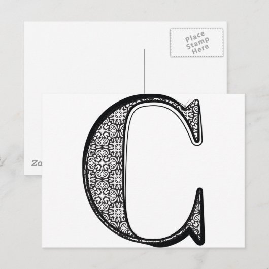 Lettertype mode, letter C Briefkaart (Voorkant / Achterkant)