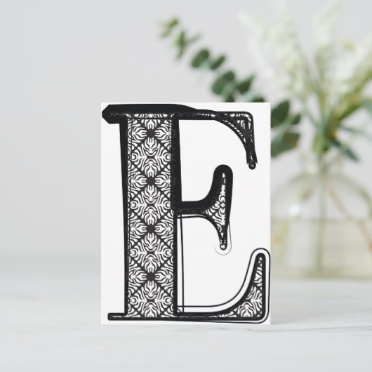Lettertype mode, letter E Briefkaart (Staand voorkant)
