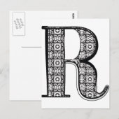 Lettertype mode, letter R Briefkaart (Voorkant / Achterkant)