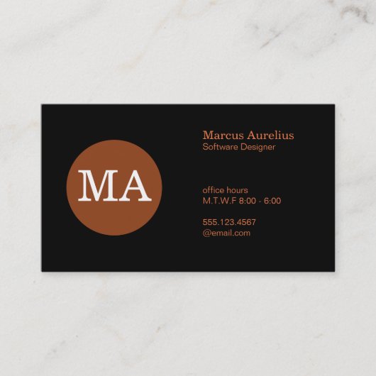 Lettertype Monogram Bronzen Cirkel Visitekaartje (Voorkant)