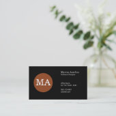 Lettertype Monogram Bronzen Cirkel Visitekaartje (Staand voorkant)