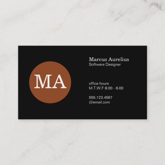 Lettertype Monogram Bronzen Cirkel Visitekaartje (Voorkant)