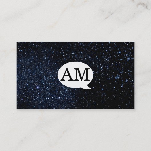 Lettertype monogram sprekende ballon / nachthemel visitekaartje (Voorkant)