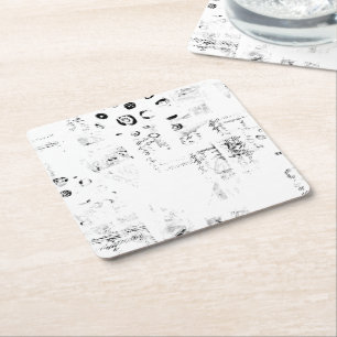 lettertype, muziek, monochroom, cirkel, patroon, m kartonnen onderzetters