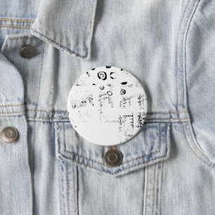 lettertype, muziek, monochroom, cirkel, patroon, m ronde button 7,6 cm