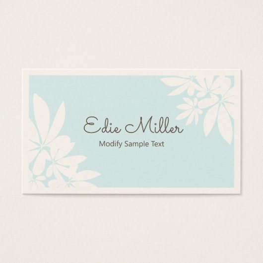 Lettertype Pastel Blue Floral Visitekaartje (Voorkant)