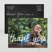 Lettertype penseel | Afstuderen Foto bedankt Briefkaart (Voorkant / Achterkant)