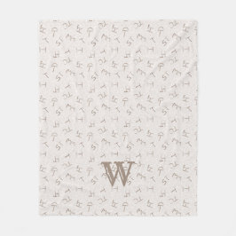 Lettertype Rand Tan Fleece Deken