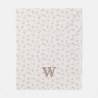 Lettertype Rand Tan Fleece Deken