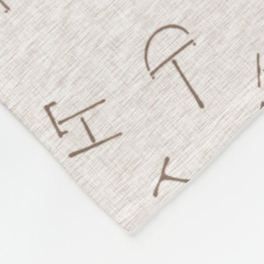 Lettertype Rand Tan Fleece Deken (Hoek)