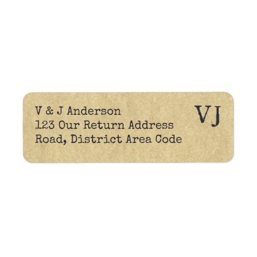 Lettertype Schrijfmachine Monogram Retouradres Lan Etiket (Voorkant)