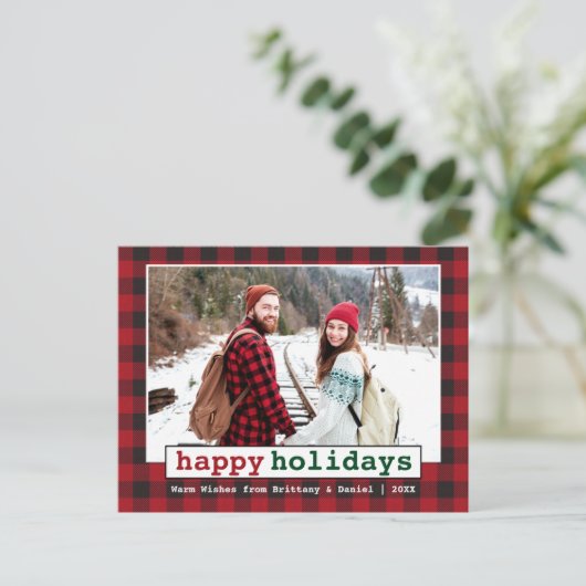 Lettertype schrijfmachine Prettige feestdagen foto Briefkaart (Staand voorkant)