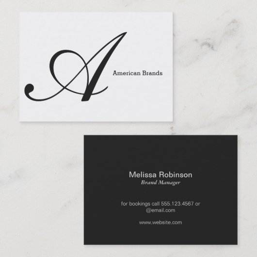 Lettertype Serif Monogram (variatie 3) Visitekaartje (Voorkant / Achterkant)