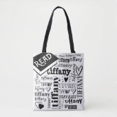 Lettertype Tekstnaam lezen Aangepast Tote Bag (Voorkant)