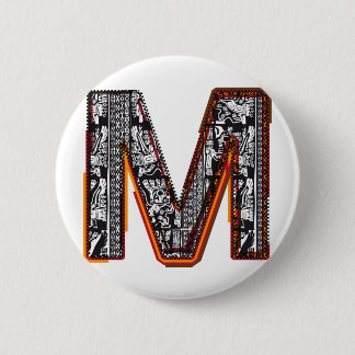 Lettertype van Inca, letter M Ronde Button 5,7 Cm