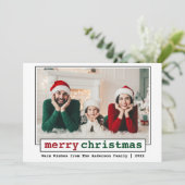 Lettertype voor schrijfmachines - kerstfoto feestdagenkaart (Staand voorkant)