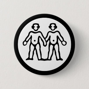 Lettertype Zodiac: GEMINI + uw kleuren en ideeën Ronde Button 5,7 Cm