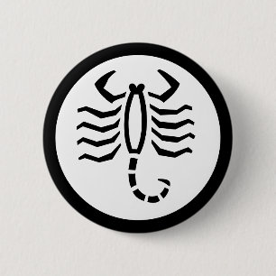 Lettertype Zodiac: SCORPIO + uw kleuren en ideeën Ronde Button 5,7 Cm