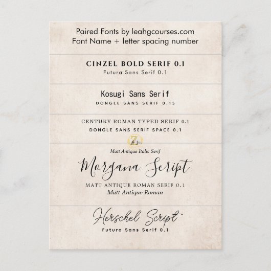 Lettertypecombinaties voor trouwuitnodigingen briefkaart (Voorkant)