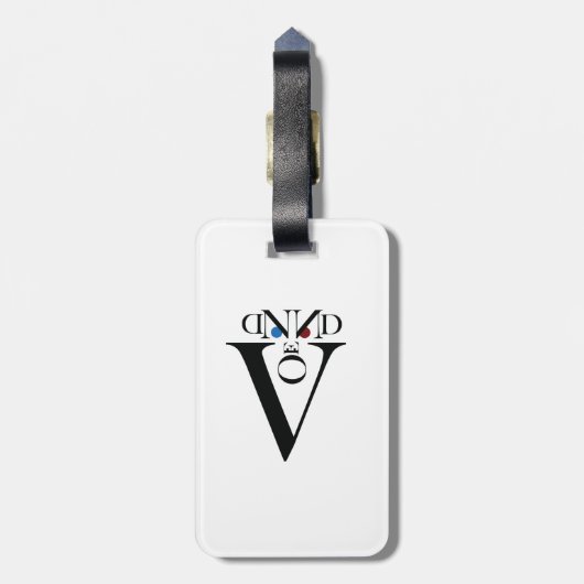 Letterzijde Bagagelabel met lederen riem (Achterkant verticaal)