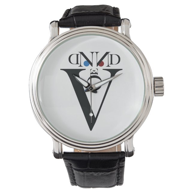 Letterzijde zwarte lederen riem horloge (Voorkant)