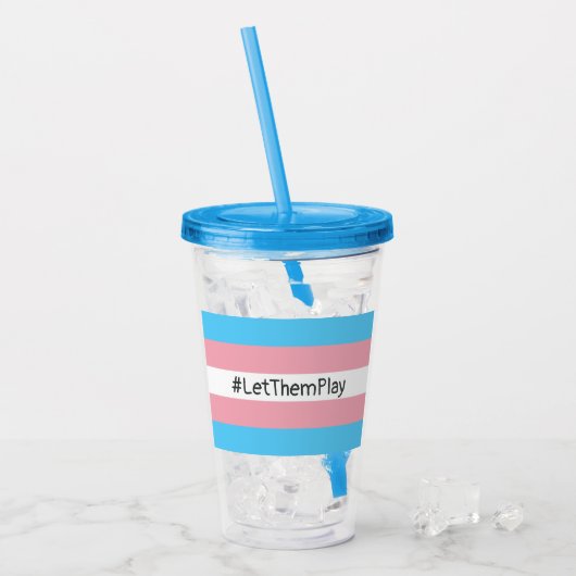 #LetThemPlay Transgender atleten Trans vlag Acryl Drinkbeker (Voorkant ijs)