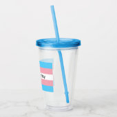 #LetThemPlay Transgender atleten Trans vlag Acryl Drinkbeker (Links)