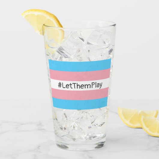 #LetThemPlay Transgender atleten Trans vlag Glas (Voorkant ijs)