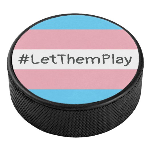 #LetThemPlay Transgender atleten Trans vlag Hockey Puck (3/4)