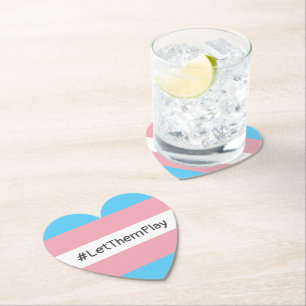 #LetThemPlay Transgender atleten Trans vlag Kartonnen Onderzetters