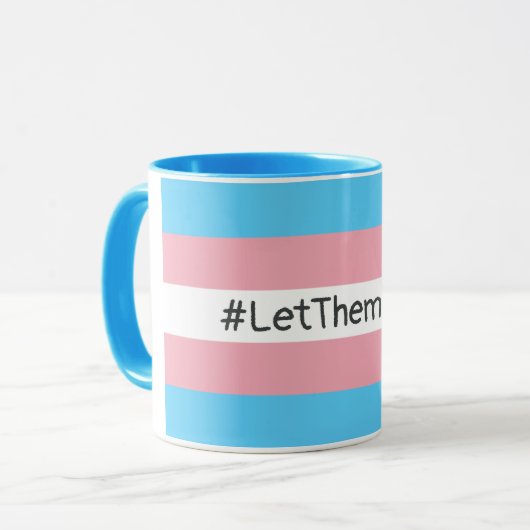 #LetThemPlay Transgender atleten Trans vlag Mok (Voorkant links)