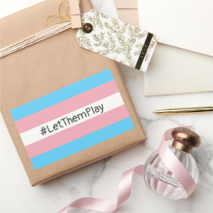 #LetThemPlay Transgender atleten Trans vlag Rechthoekige Sticker