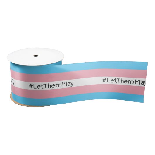 #LetThemPlay Transgender atleten Trans vlag Satijnen Lint (Spoel)