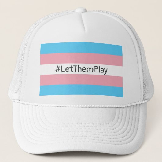 #LetThemPlay Transgender atleten Trans vlag Trucker Pet (Voorkant)