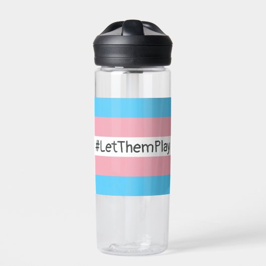 #LetThemPlay Transgender atleten Trans vlag Waterfles (Voorkant)