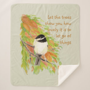 Letting Go Inspirerend Quote Chickadee Bird Sherpa Deken