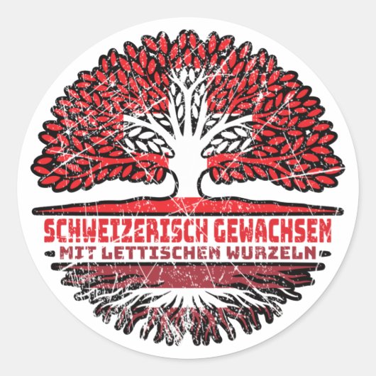 Lettland Lettisch Schweizer Baum Wurzel Ronde Sticker (Voorkant)
