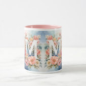 Lettre M Monogramme Floral Élégant Vintage Mok (Midden)