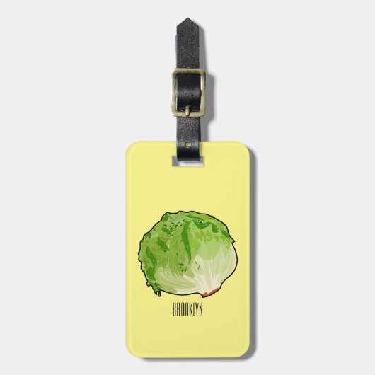 Lettuce cartoon illustratie bagagelabel (Voorkant verticaal)