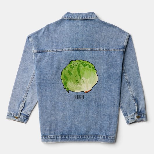 Lettuce cartoon illustratie denim jacket (Achterkant)