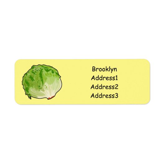 Lettuce cartoon illustratie etiket (Voorkant)