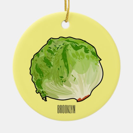 Lettuce cartoon illustratie keramisch ornament (Voorkant)