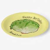 Lettuce cartoon illustratie papieren bordje (Gekanteld)