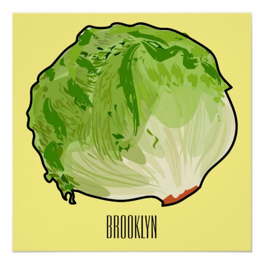 Lettuce cartoon illustratie perfect poster (Voorkant)