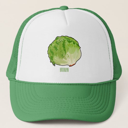 Lettuce cartoon illustratie trucker pet (Voorkant)