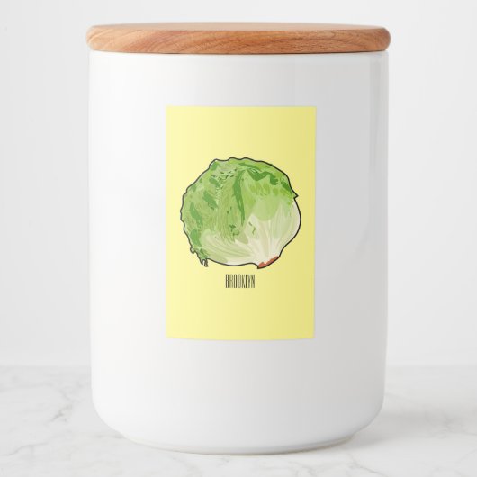Lettuce cartoon illustratie voedselcontainer etiket (Voorkant)