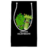 Lettuce Celerybrate Funny Veggie Pun Dark BG Klein Cadeauzakje (Voorkant)