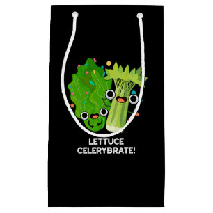 Lettuce Celerybrate Funny Veggie Pun Dark BG Klein Cadeauzakje