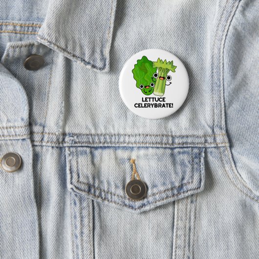 Lettuce Celerybrate Funny Veggie Pun Ronde Button 5,7 Cm (In situ)