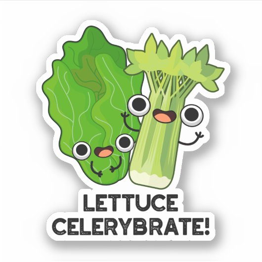 Lettuce Celerybrate Funny Veggie Pun Sticker (Voorkant)